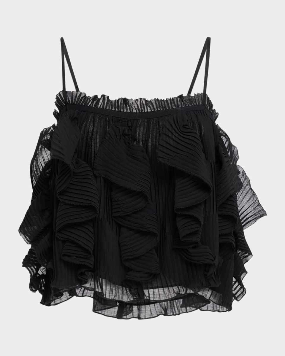 Shiloh Pleated Ruffle Crop Top